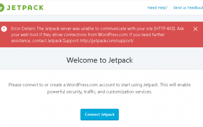 Cum activez Jetpack cand primesc eroare [ HTTP 403 ]